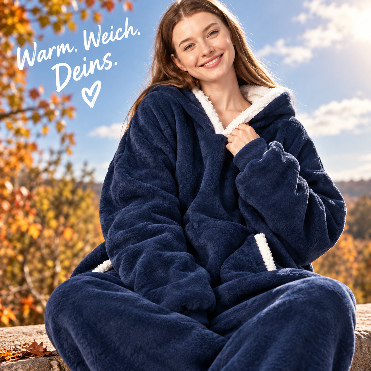 Wärmling Hoodie-Decke – Mitternachtsblau