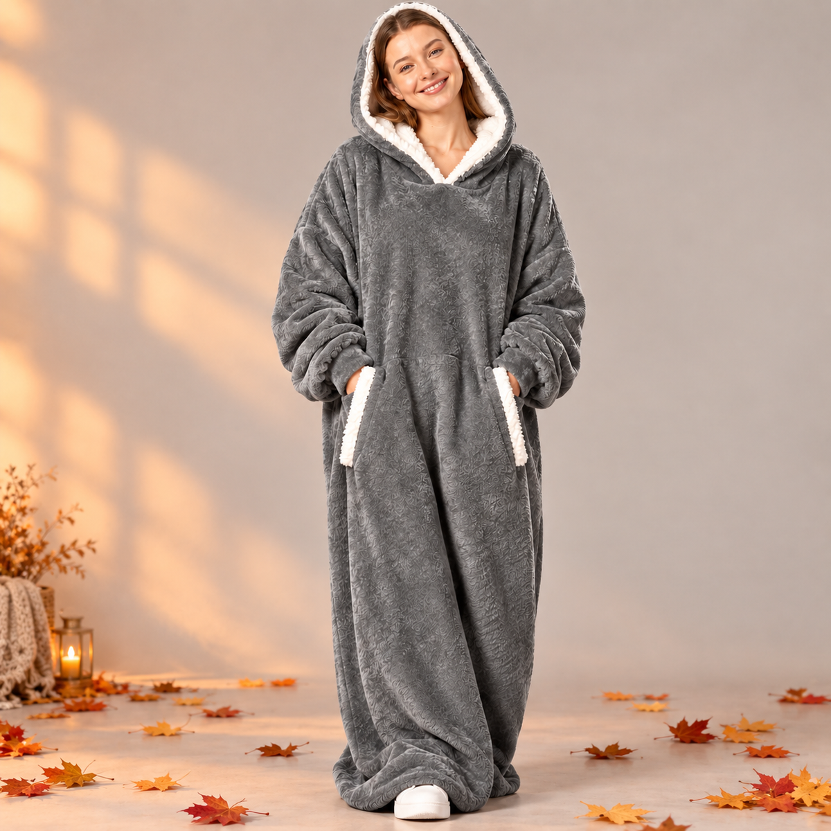 Wärmling Hoodie-Decke – Nebelgrau