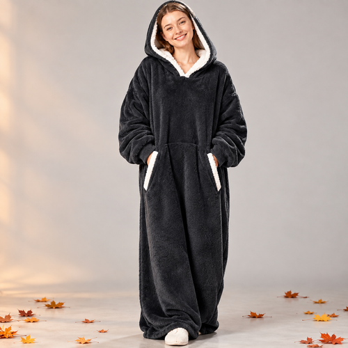 Wärmling Hoodie-Decke – Nachtschwarz
