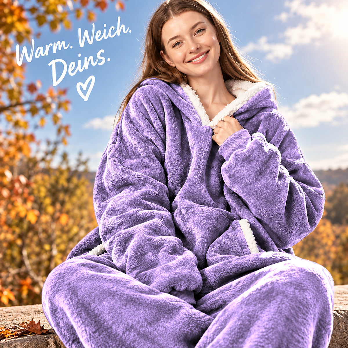 Wärmling Hoodie-Decke – Lavendel